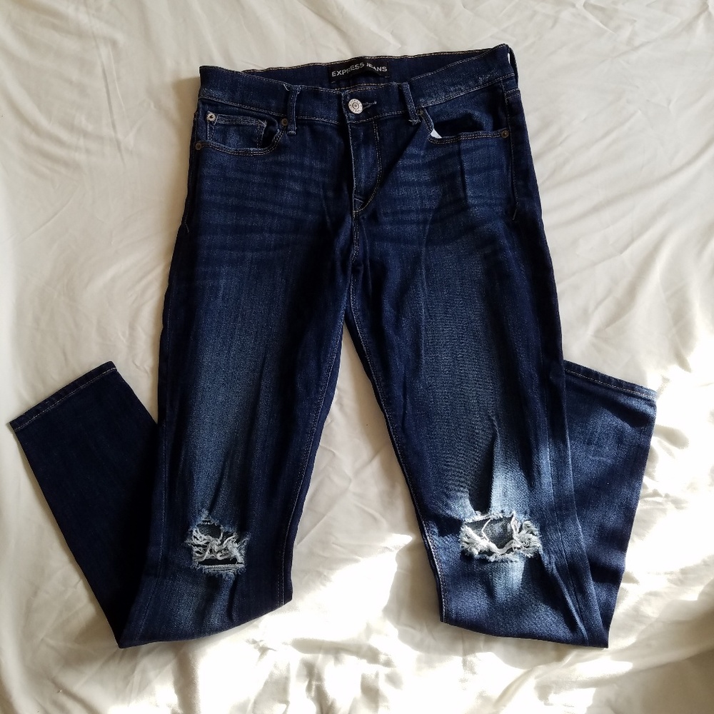 Express Legging Midrise Distressed Blue Jeans
